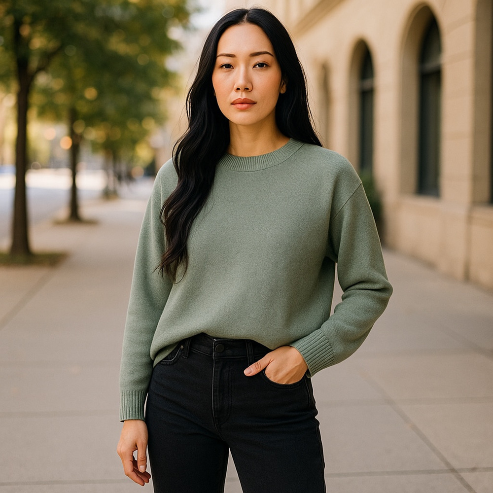 Abound Boxy Sweater Halo Green Women's Size XL Baggy Soft Comfortable